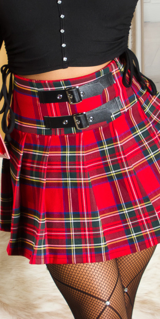 Highwaist Miniskirt with buckle detail Red